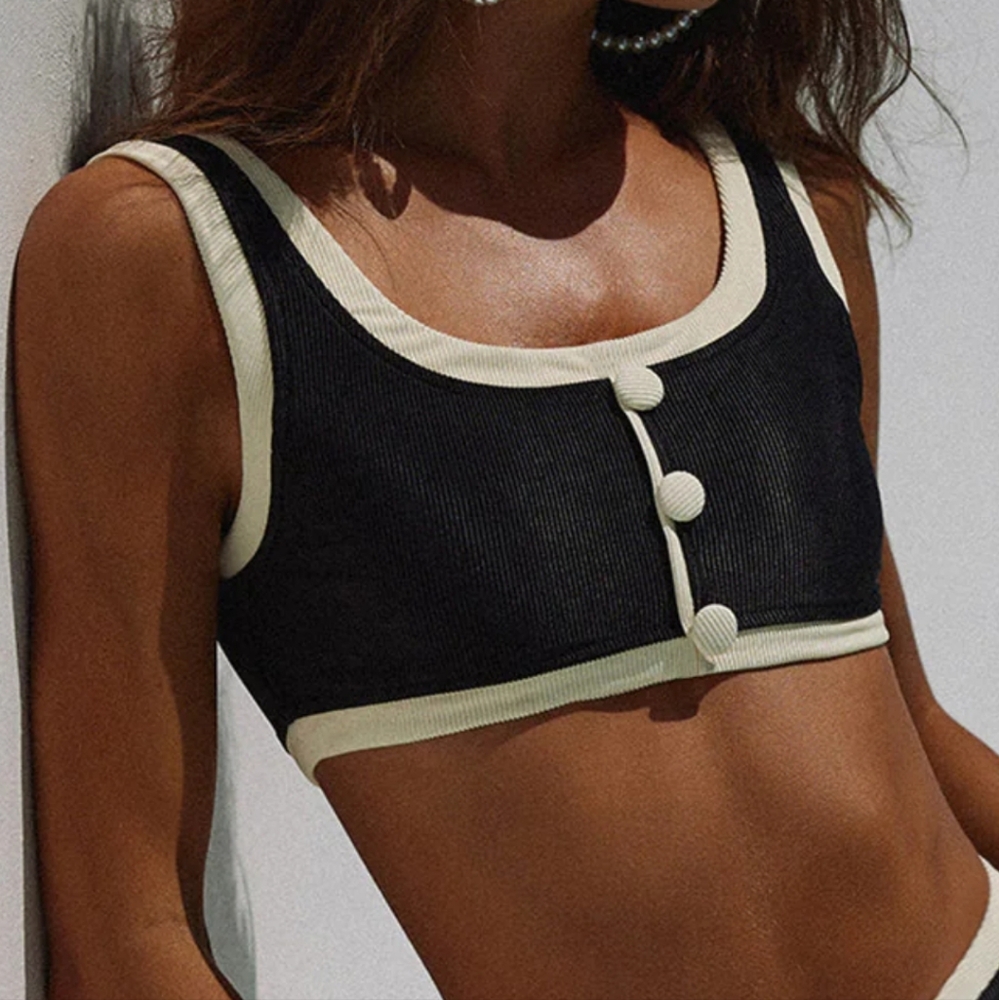 NWT Black and White Bikini Top